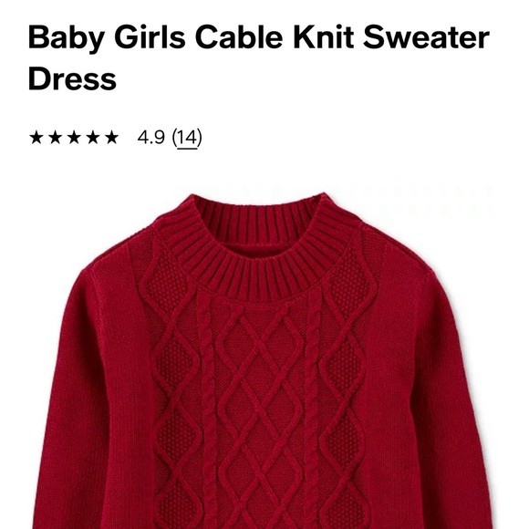 NWT 2 Piece  Baby Girl’s Cable Knit Sweater Dress with diaper cover #3 - Picture 4 of 7